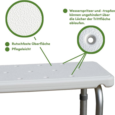 TRUTZHOLM Badhocker Duschhocker Duschhilfe bis 150 kg Höhenverstellbar aus Alu und Kunststoff extra