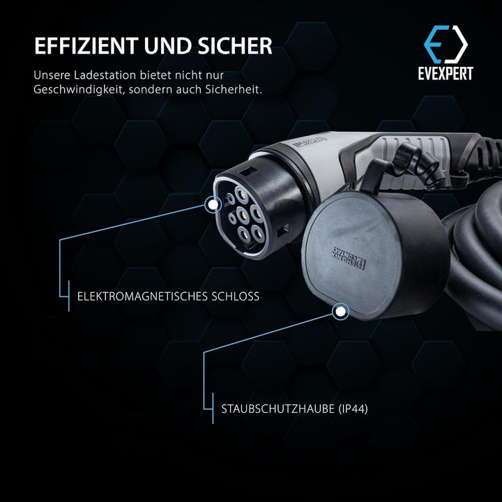 Eveline Max II Smart tragbares Ladegerät Typ2 - CEE 5-pin (RCD FI A-EV) | 16-32A | 3-phasig | 5-8M +
