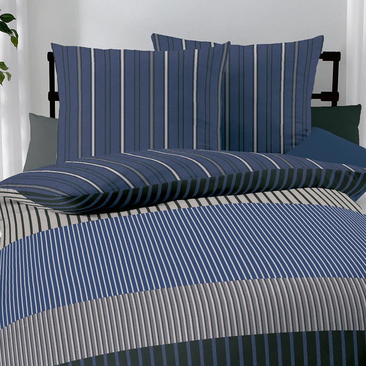 Kaeppel Mako-Satin Bettwäsche Skyline blau 135x200 cm + 80x80 cm, 135x200 cm + 80x80 cm