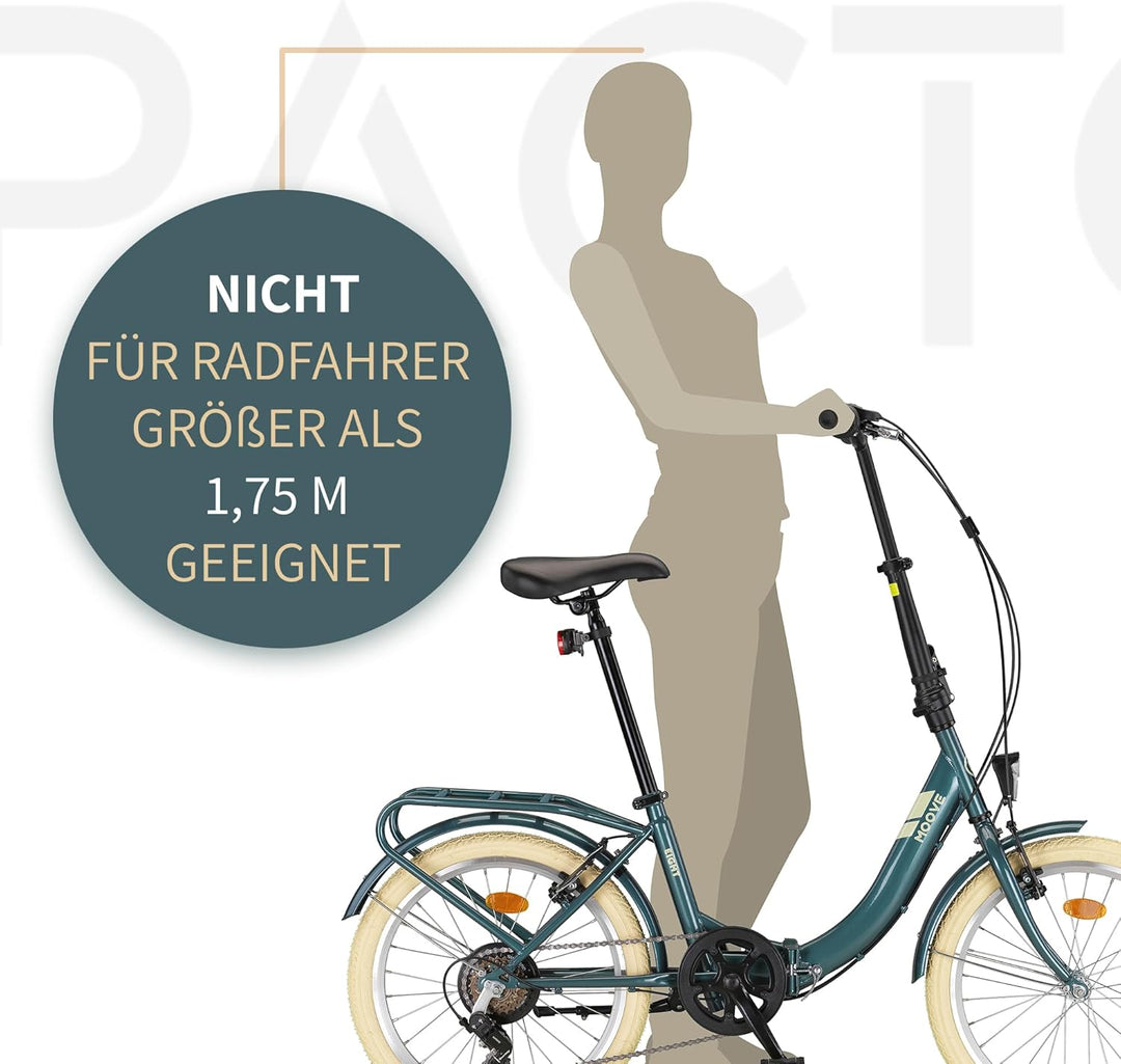 PACTO-Eight Hochwertiges Faltrad 27cm Stahlrahmen 20 Zoll Doppelwandige Aluminiumfelgen 6 Gang Shima