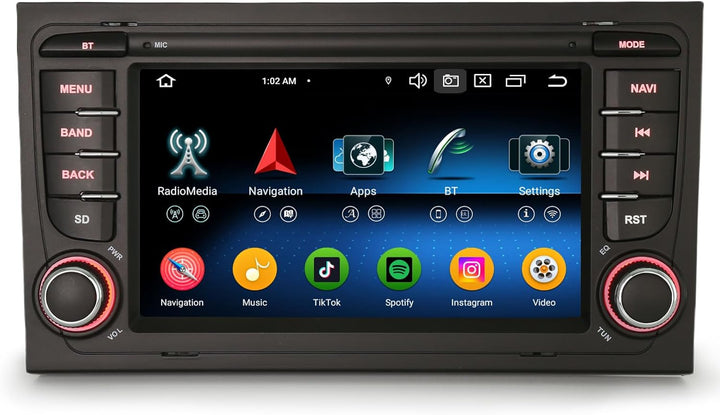 Android 14 8-Kern 4GB+64GB Autoradio Bluetooth 5.0 für Audi A4 S4 RS4 8E 8F B9 B7 RNS-E SEAT EXEO mi