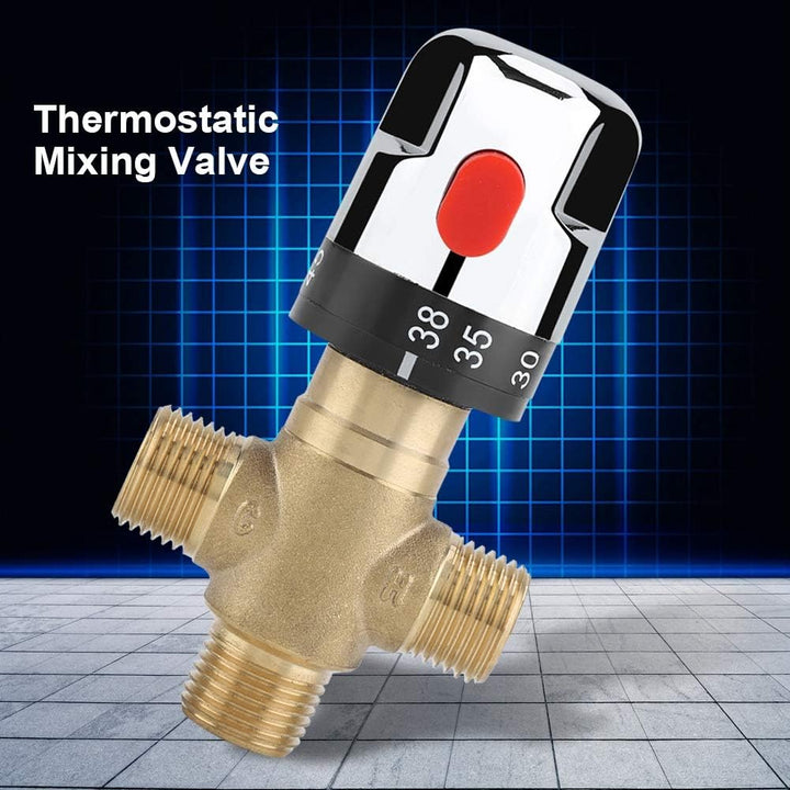 Baverta Thermostatisches Mischventil, Messing Thermostatsteuerungs Mischwasser Mischerventil, Dusche