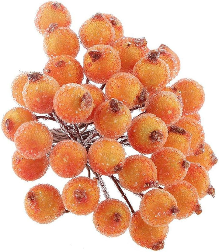 Garneck Kleiner Weihnachtsbeeren Stechpalmen Künstliche Blumendekoration 200 Stück Orange Mattiertes