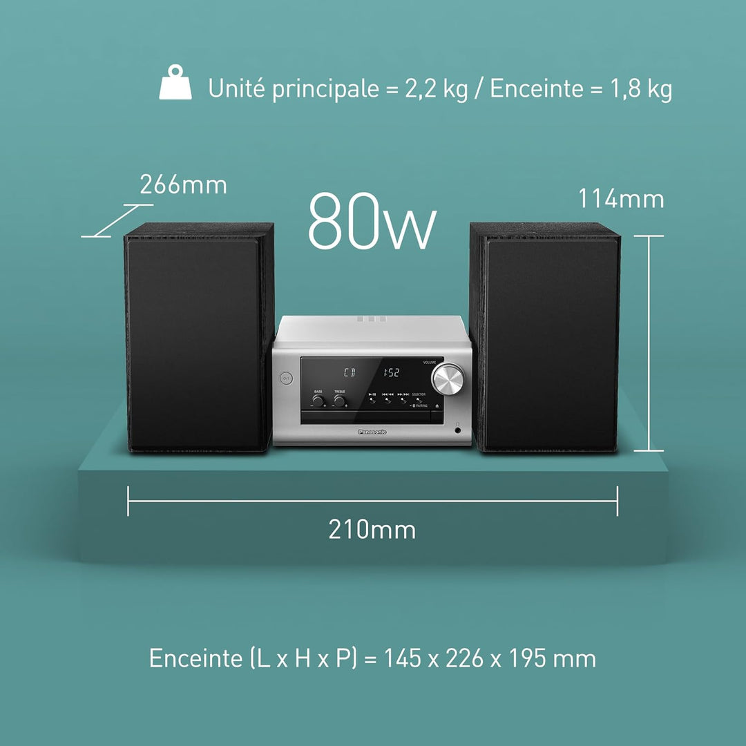 Panasonic SC-PM702EG-S Neat Micro Hi-Fi Stereoanlage mit CD, DAB+/FM-Radio, USB und Bluetooth, Lauts