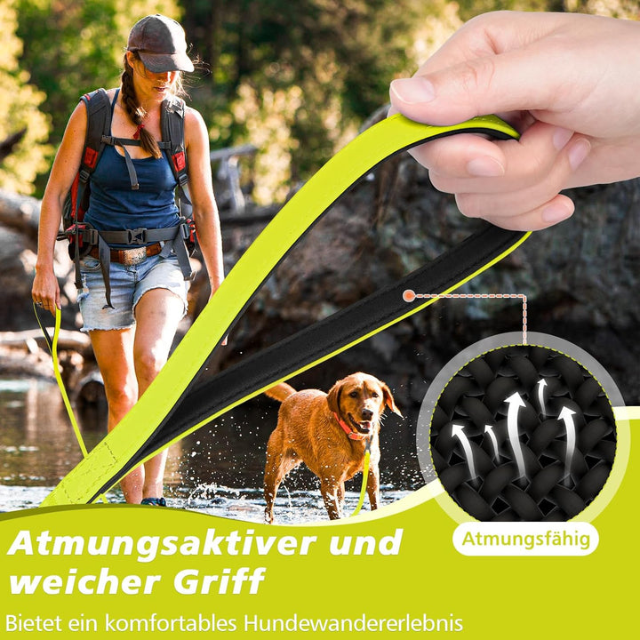 X XBEN Wasserfest Schleppleine für Hunde,15M Gummierte Schleppleine mit Abschliessbarer Karabine, Hu