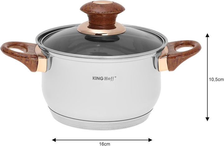 12-teilig Edelstahl Topfset Kochtopfset Topfe mit Teflon Pfanne KINGHOFF KH-1768 Rosegold