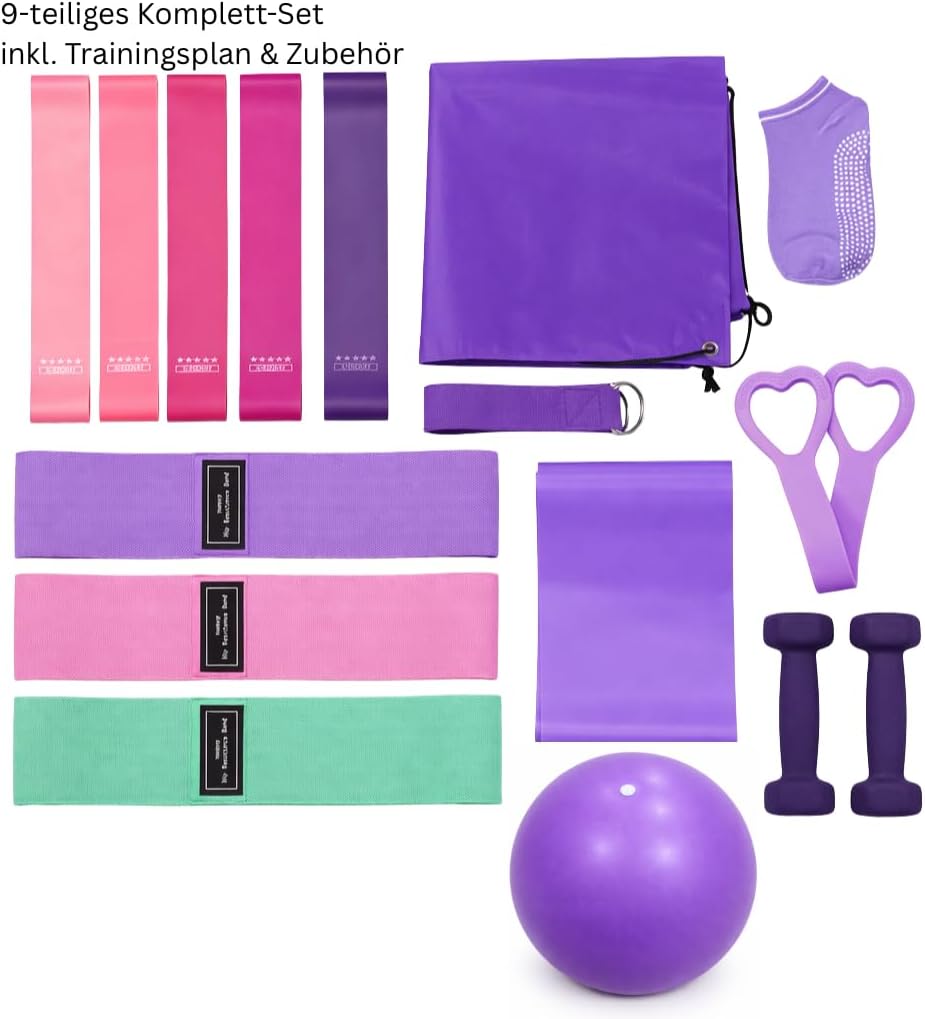 Pilates-Set für zu Hause – Pilates-Trainingsset mit Widerstandsbändern, Pilatesball & Zubehör – Home