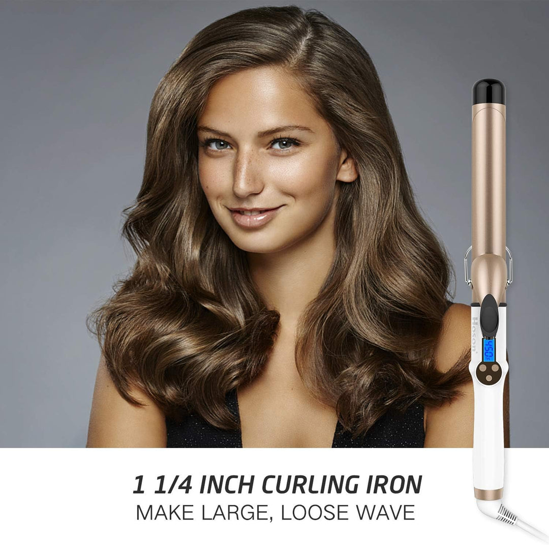 Hoson 32mm Lockenstab Pro Curl, Keramik Turmalin Beschichtung Lockenstab, LCD Display 9 Hitzeeinstel