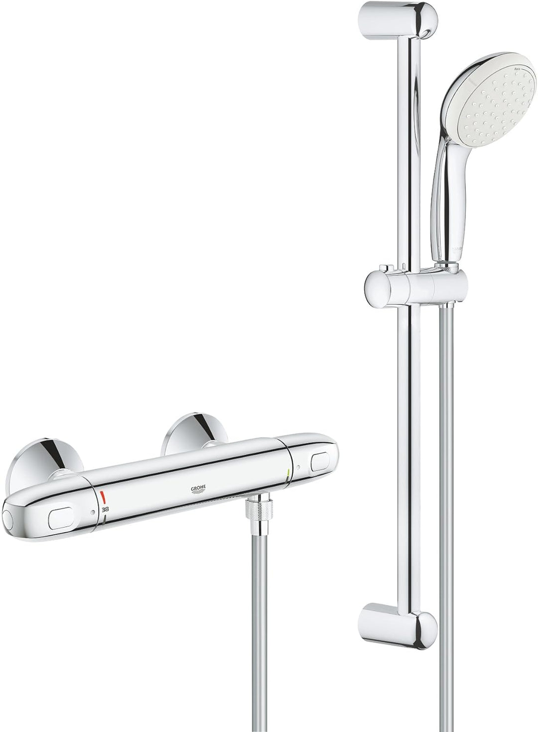 Grohe 34151004 Grohtherm 1000 Thermostat-Brausebatterie Set DN 15 mit Brausegarnitur, 600 mm, chrom
