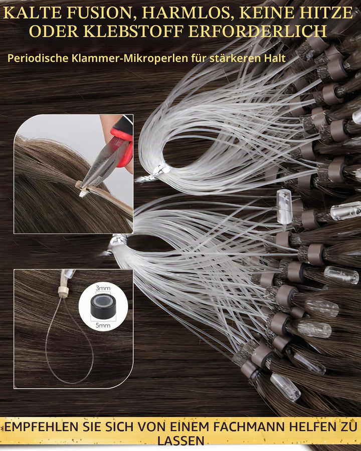 Hetto Extensions Microring Echthaar Dunkelbraun Microring Echthaar Extensions Remy Microring Echthaa