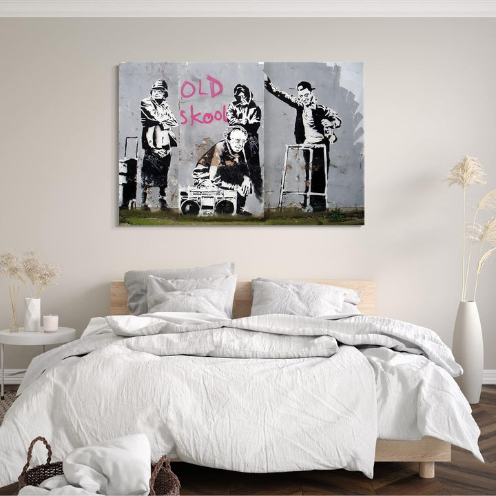 Printed Paintings Leinwand (60x40cm): Banksy - Old School Skool Alte Männer zelebrieren den real 60x