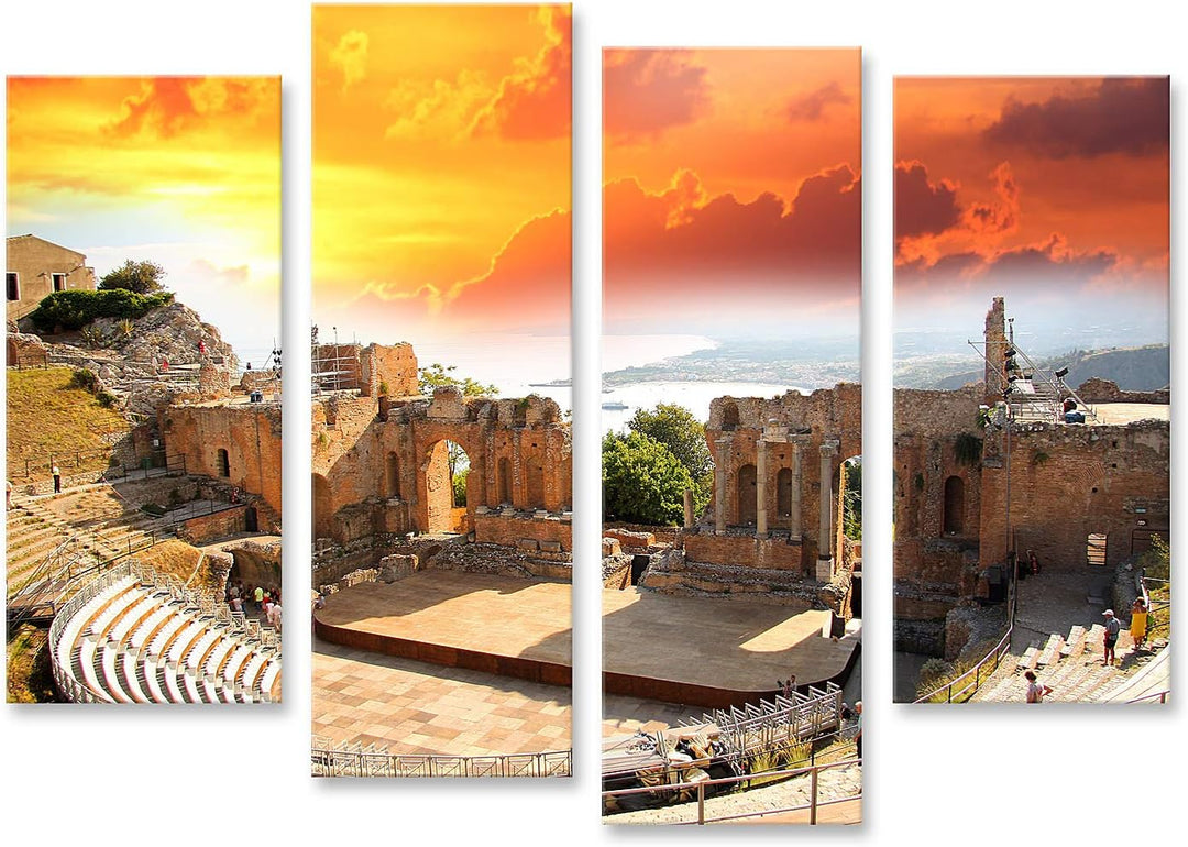 islandburner Bild auf Leinwand Taormina Theater In Sizilien Italien Bilder Wandbilder Poster Leinwan