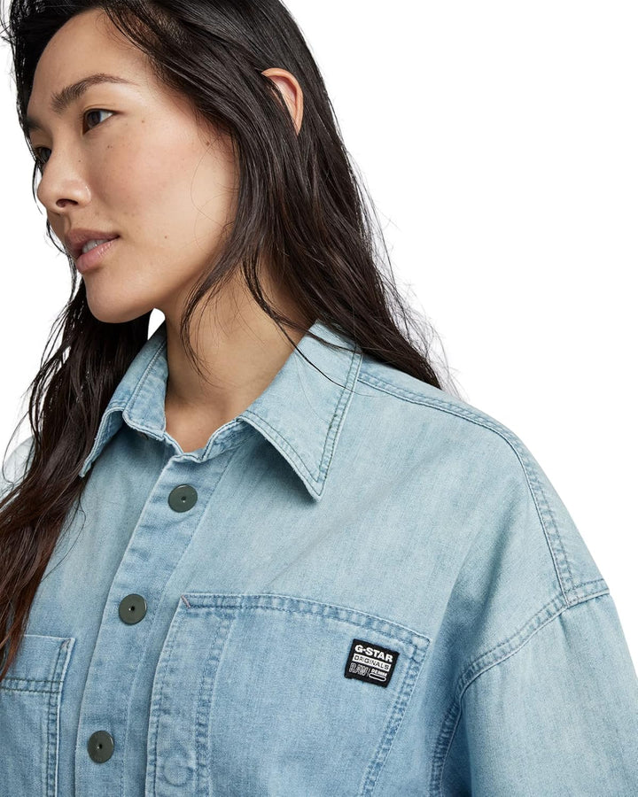 G-STAR Damen Denim Shirt Kleid Dresses S Blau (Sun Faded Cadet Blue D22987-d303-d897), S Blau (Sun F