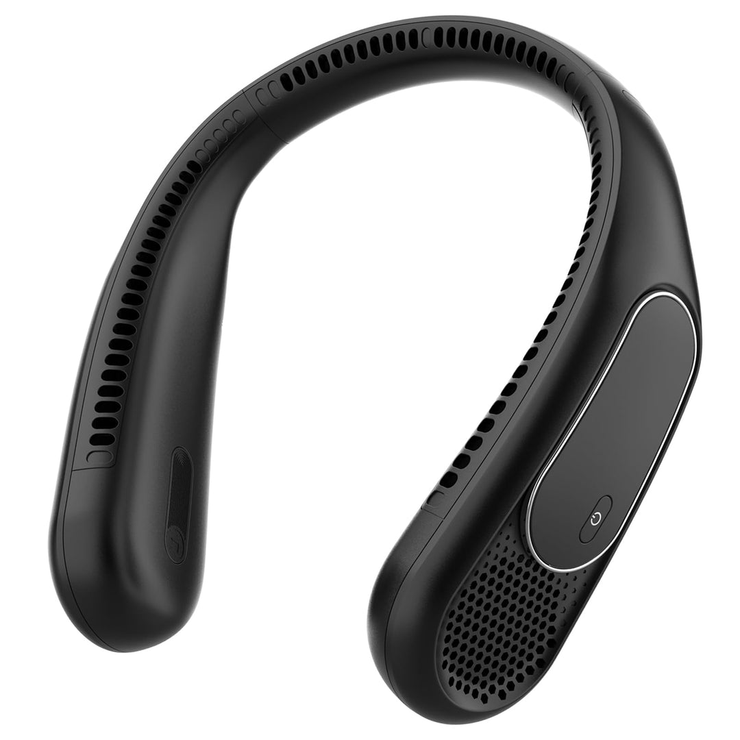 Nackenventilator, Halsventilator, 6000mAh Neck Fan (Schwarz) | Wiederaufladbarer Bladeless, 4 Geschw
