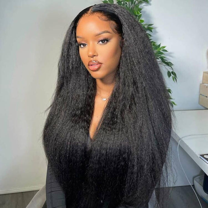 BLISSHAIR 13x4 Lace Front Perücke, Yaki Kinky Straight 13x4 Lace Front Wigs Human Hair Virgin Remy E