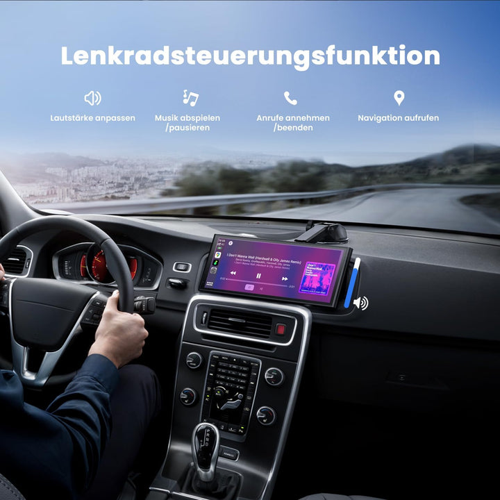 Krunia 9,26" Drahtloses Tragbares CarPlay Display für Apple CarPlay & Android Auto, OTA-Updates, Rüc