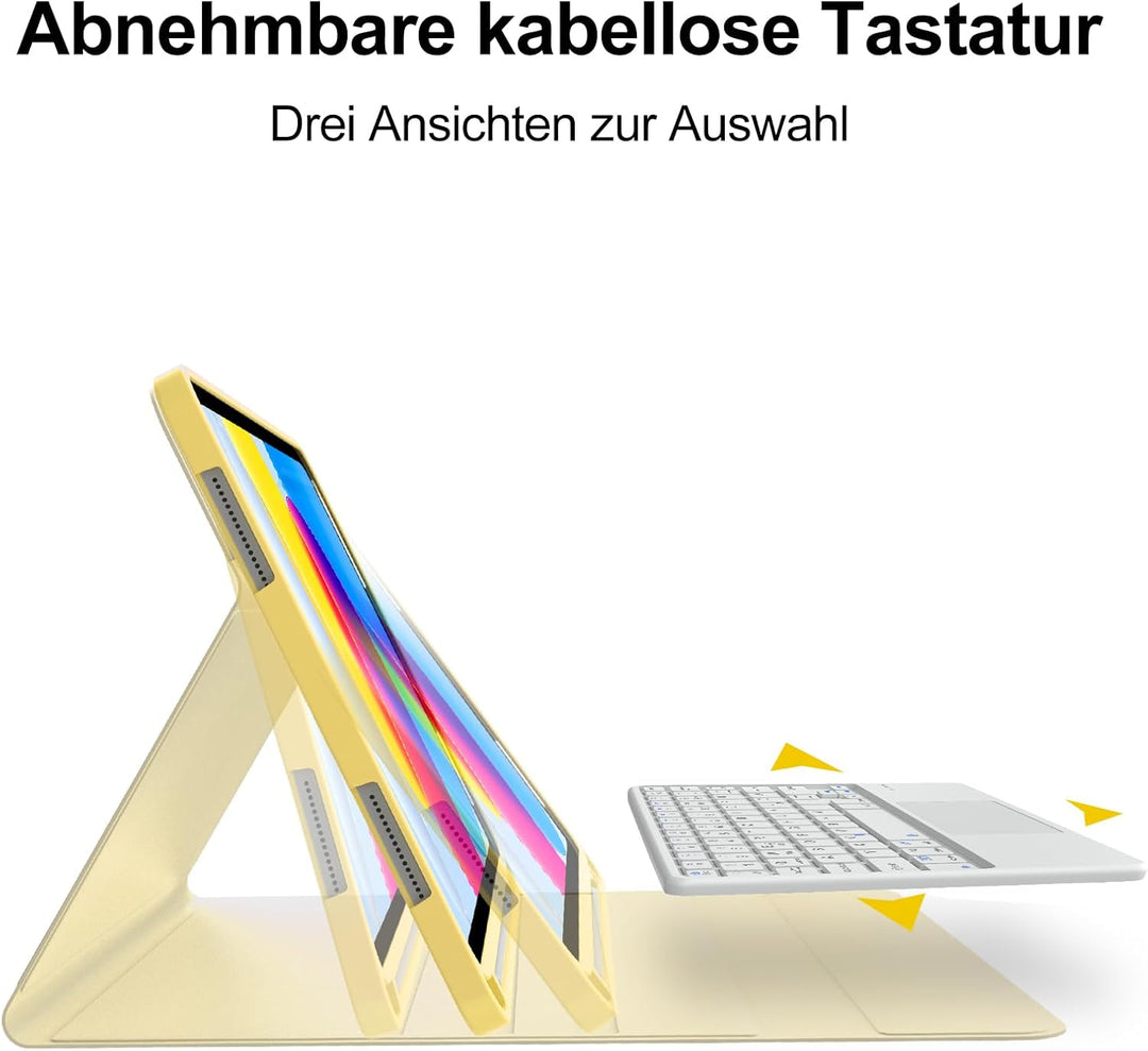 SENGBIRCH Tastaturhülle für iPad 10. Gen 10.9'' - QWERTZ Deutsche Touchpad Tastatur, Kabellose Abneh