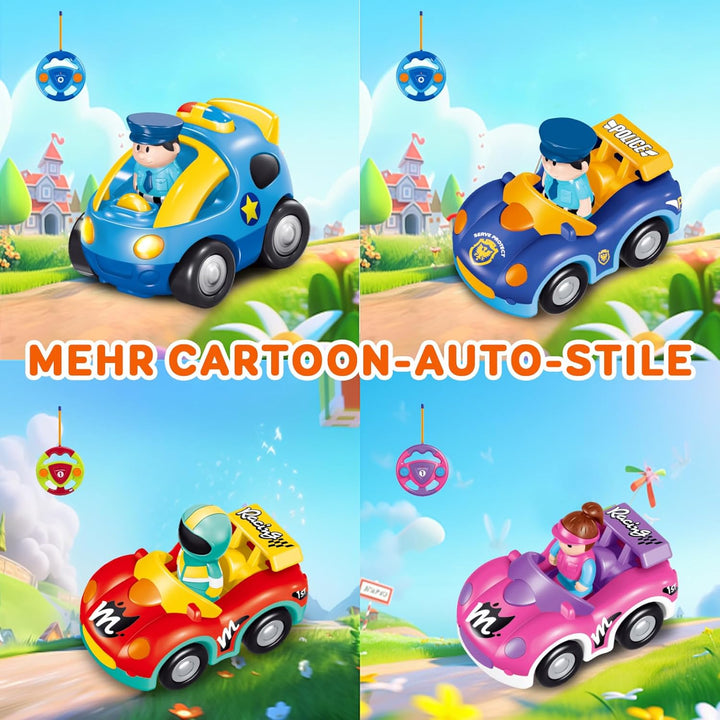 Pup Go Kids Fernbedienung Cartoon Polizeiauto - Radio Control Rennwagen Spielzeug mit Musik und Lich