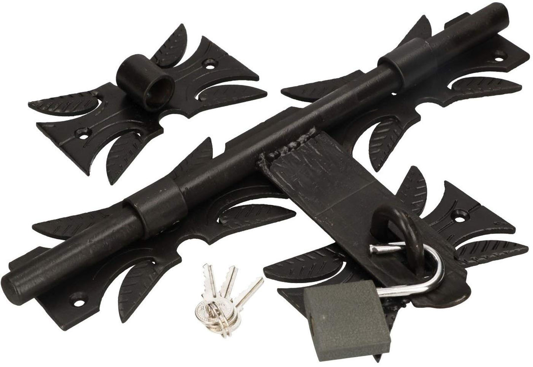 KOTARBAU Torriegel 320 mm mit Vorhängeschloss Bolzenriegel Torschieber Pulverbeschichtet Schwarz Sch
