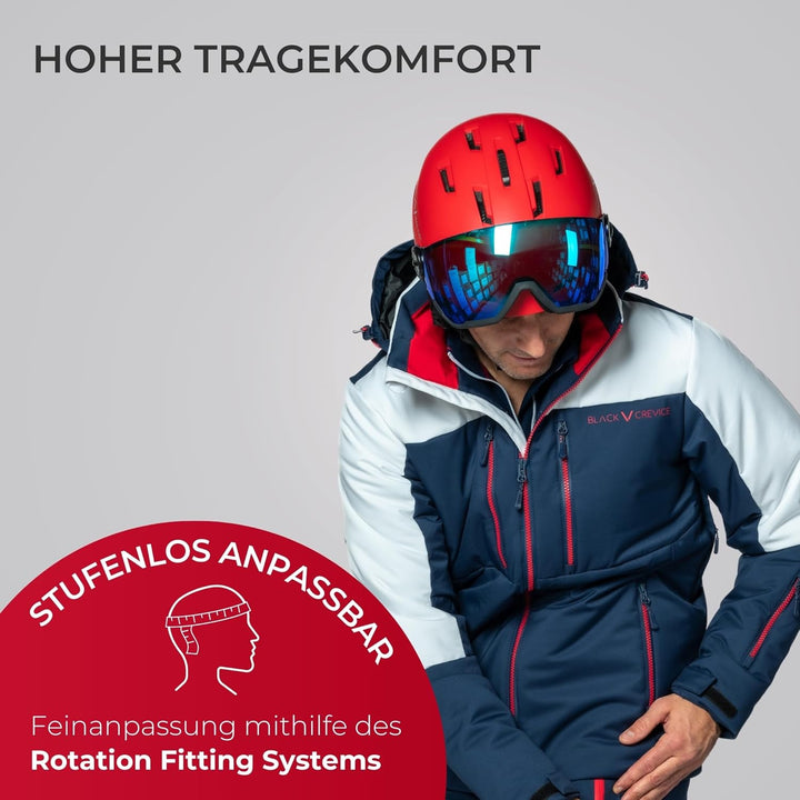 Black Crevice Skihelm Calgary I Skihelm mit Visier im Pilotenstyle I Skihelm Herren &amp; Damen I Skihel