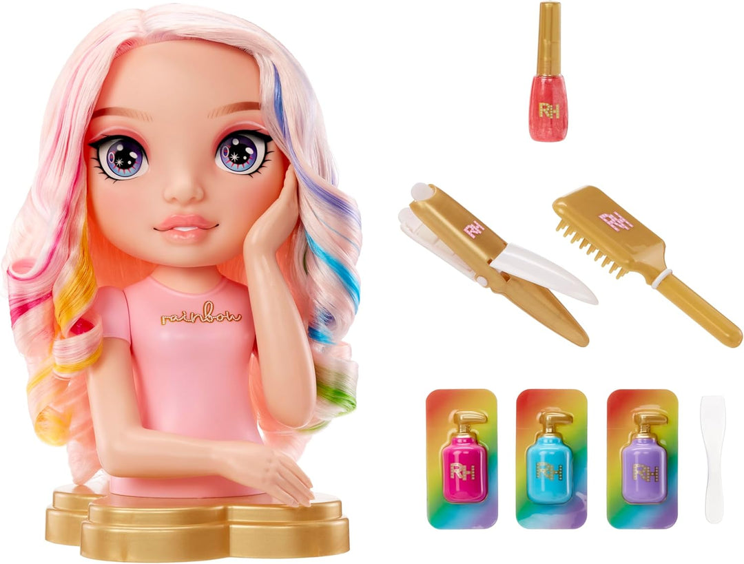 Rainbow High Styling Head - 33 cm Bella - 4-in-1 Spielset mit Auswaschbaren Haarcremes, Nagellack, B