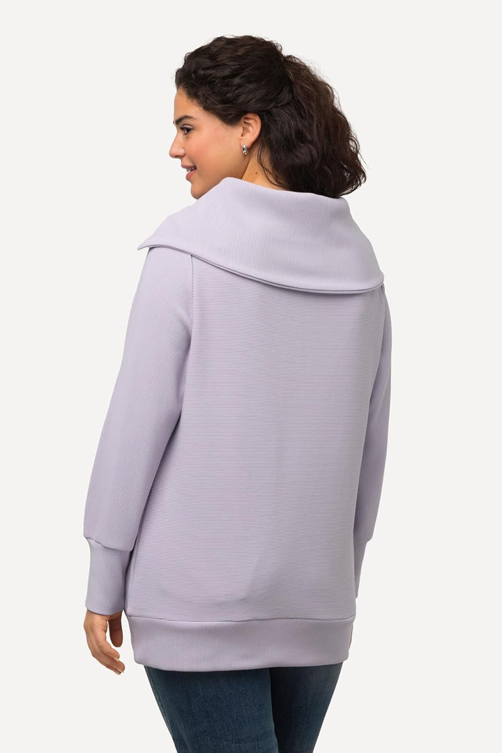 Ulla Popken Damen Ottomansweatshirt mit Troyer Sweatshirt, 42-44 Grosse Grössen