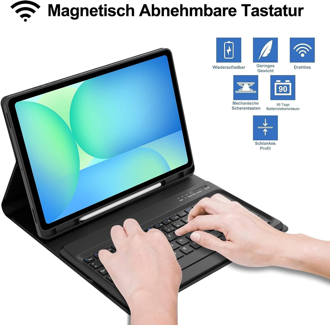 IVEOPPE Hülle mit Tastatur für Samsung Galaxy Tab S10 FE+ 13.1 Zoll, Deutsches QWERTZ-Layout, Tastat