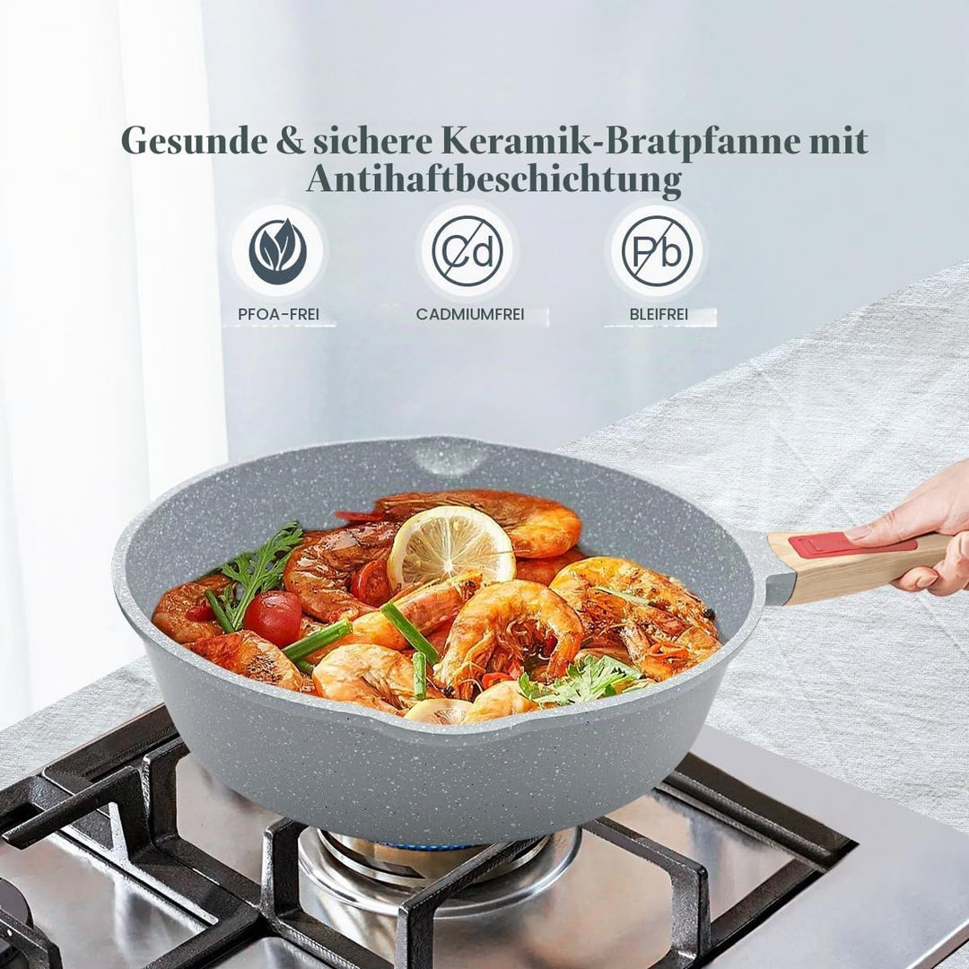 AIKENBBKK keramik pfanne 20 cm, Antihaft Keramikbeschichtung Bratpfanne 20 cm mit Abnehmbarer Griff,