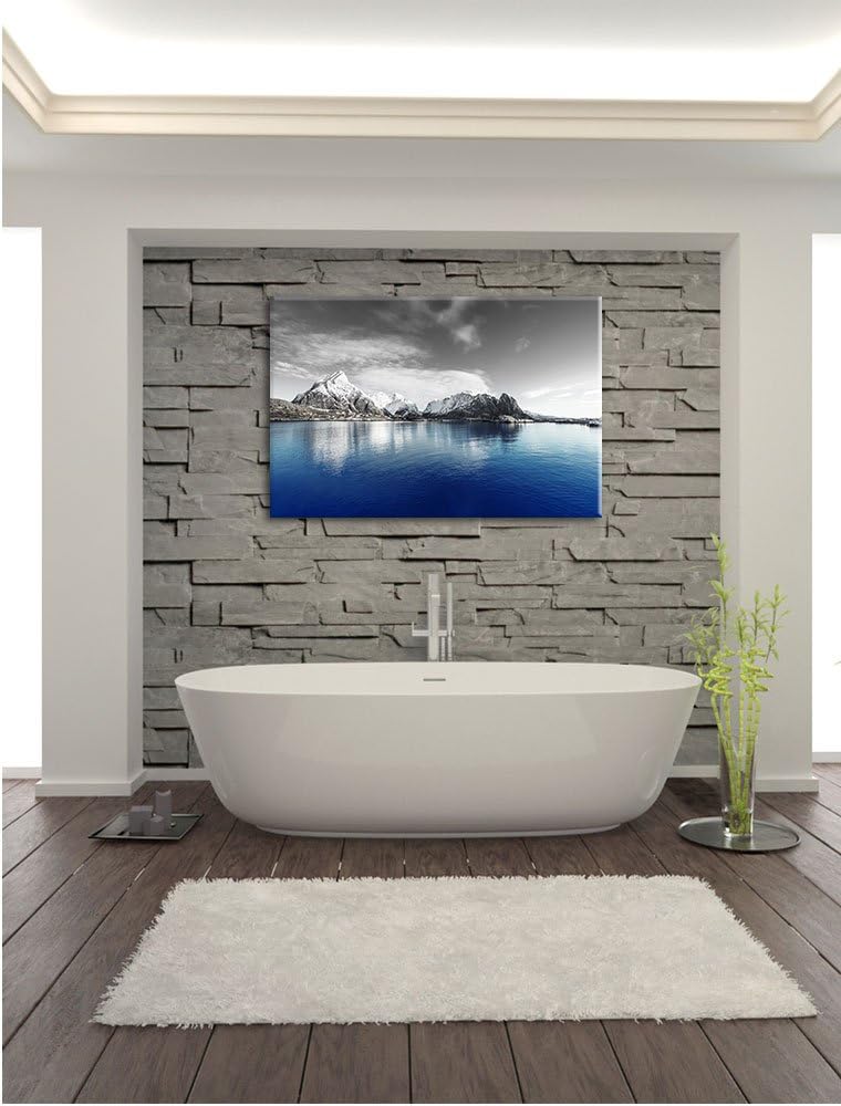 Pixxprint Lofoten in Norwegen als Leinwandbild/Grösse: 100x70 cm/Wandbild/Kunstdruck/fertig bespannt