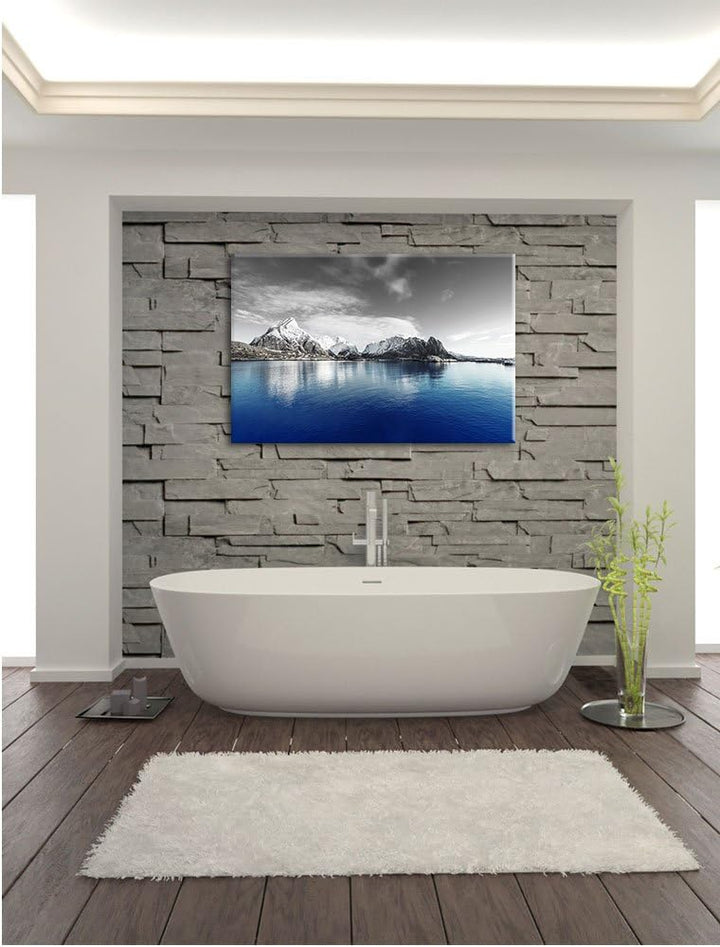 Pixxprint Lofoten in Norwegen als Leinwandbild/Grösse: 100x70 cm/Wandbild/Kunstdruck/fertig bespannt