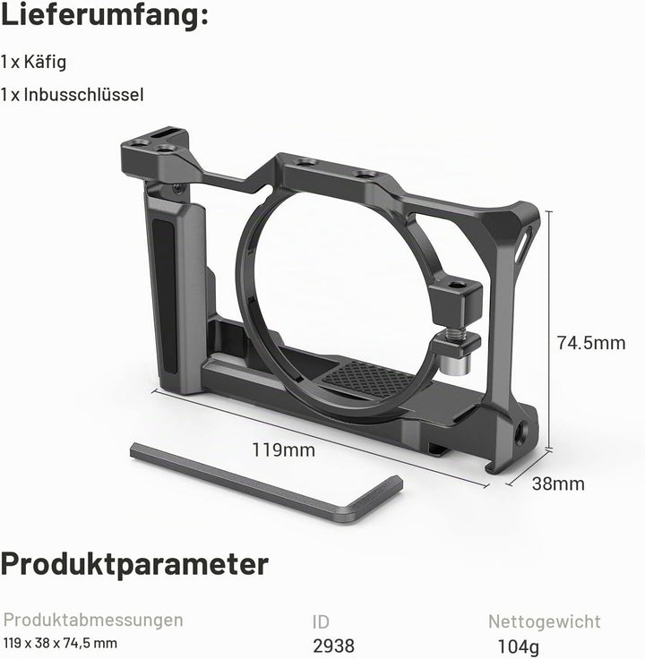 SMALLRIG ZV1 Cage mit Eingebautem Cold Shoe für Sony ZV-1F / ZV1 / ZV-1 II Kamera - 2938