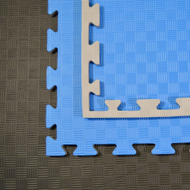 Set: Kampfsportmatten Wendematte Regular Edition VERZAHNT / 100 x 100 x 2cm / blau-grau 9er Pack, 9e