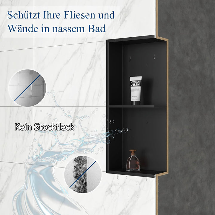 Qeke Wandnische aus 304 Edelstahl, Duschnische mit Rahmen, Unterputz-Nishce für Badezimmeraufbewahre