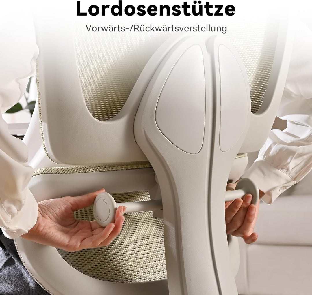 MUSSO E600SE Ergonomischer Bürostuhl, 3-stufig verstellbare Lendenwirbelsäule 3D-verstellbare Armleh