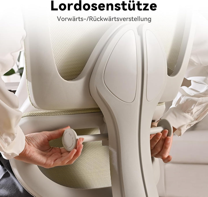 MUSSO E600SE Ergonomischer Bürostuhl, 3-stufig verstellbare Lendenwirbelsäule 3D-verstellbare Armleh