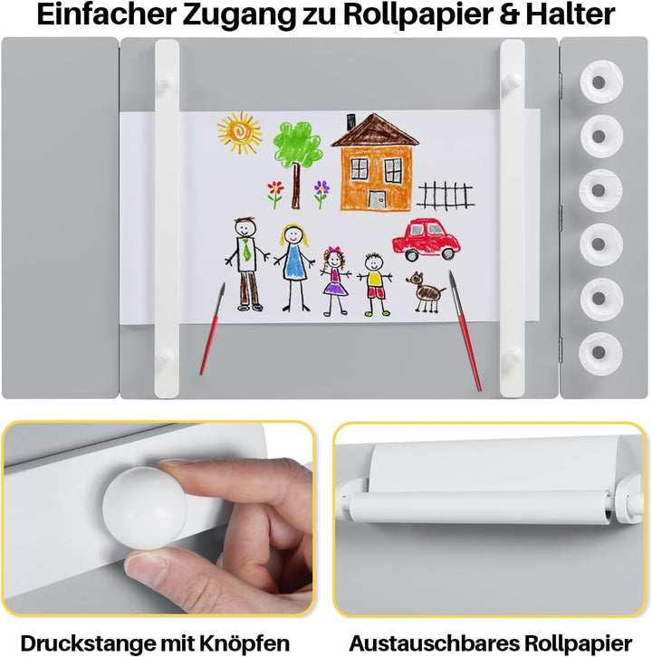 Kinder-Kunsttisch-Set mit 2 Stühlen - Holzerner Aktivitätstisch für Kleinkinder mit Verstellbarer Ti