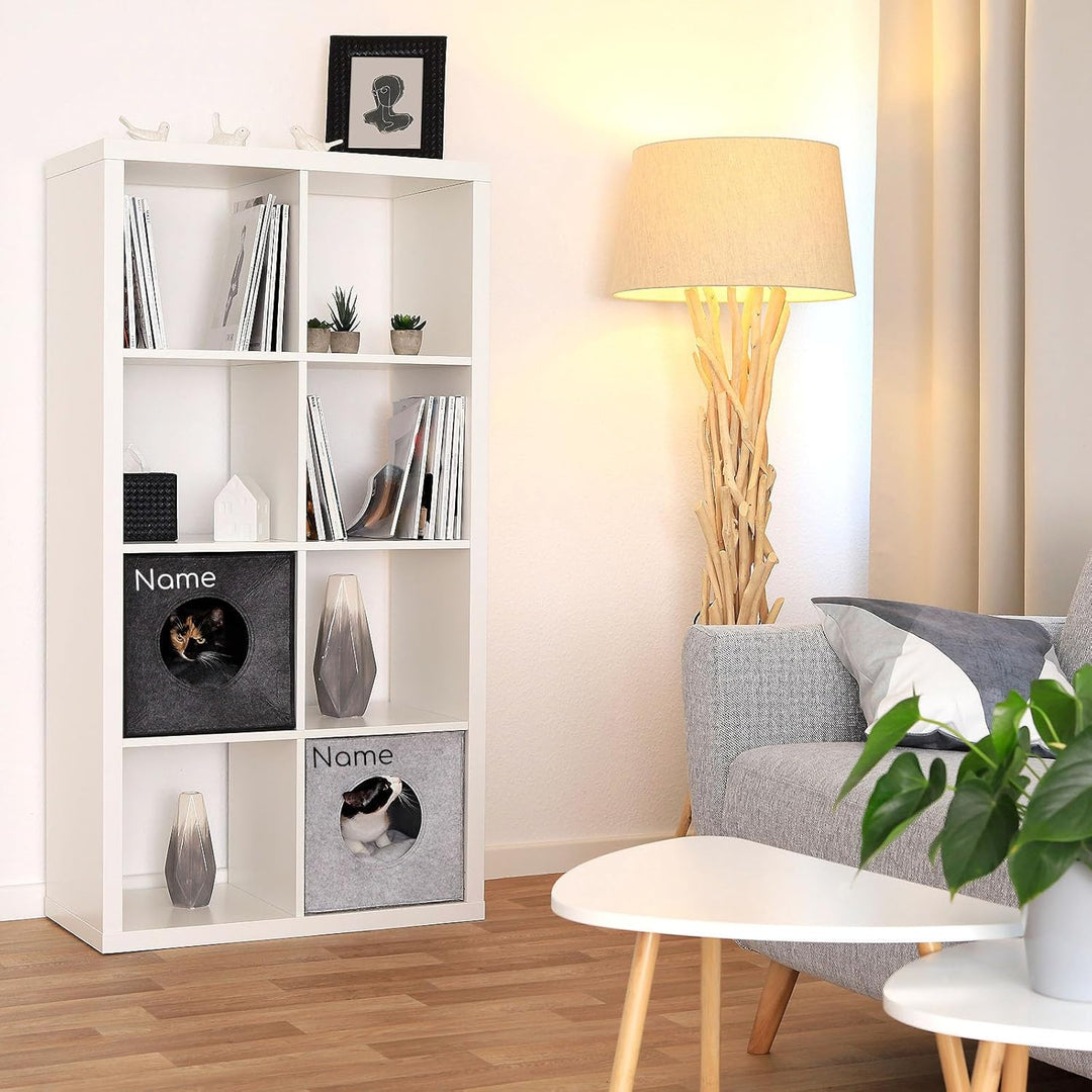 lionto Katzenhöhle aus stabilem Filz passend für Kallax Regale & andere Regalsysteme, 33x37x33 cm, K