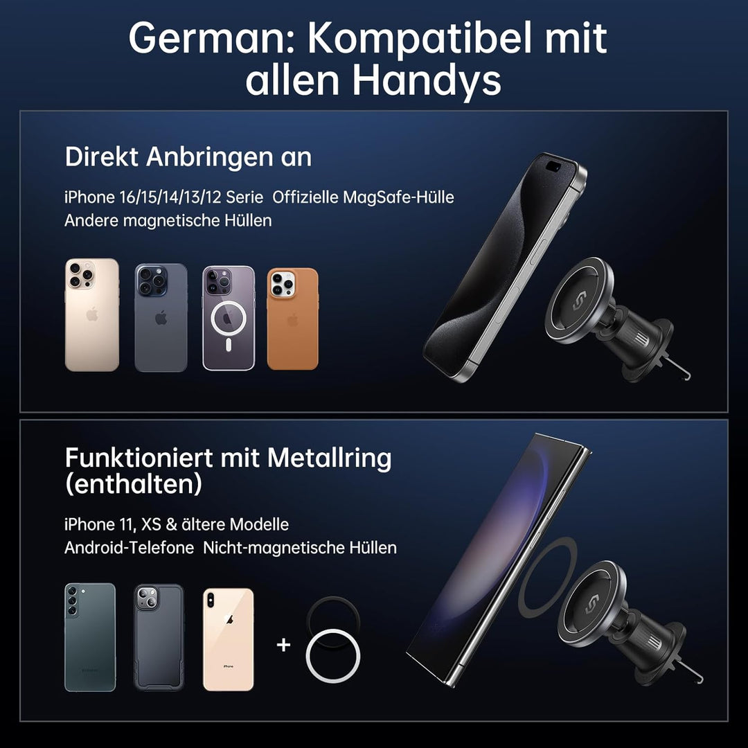 SYNCWIRE Handyhalterung Auto für MagSafe Autohalterung Universal Magnetische Handyhalter Auto, Lüftu