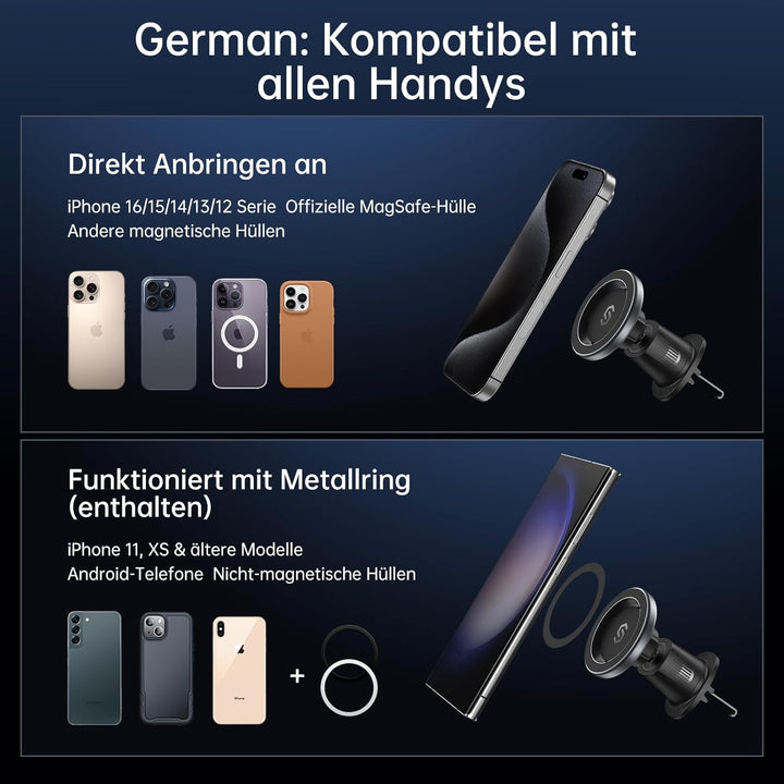 SYNCWIRE Handyhalterung Auto für MagSafe Autohalterung Universal Magnetische Handyhalter Auto, Lüftu