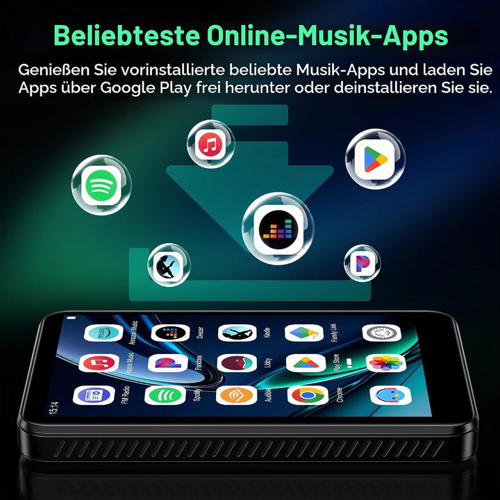 SWOFY D08 Android 13 MP3 Player 32GB, 4 Zoll Touchscreen mit Bluetooth &amp; WiFi, Unterstützt Spotify,