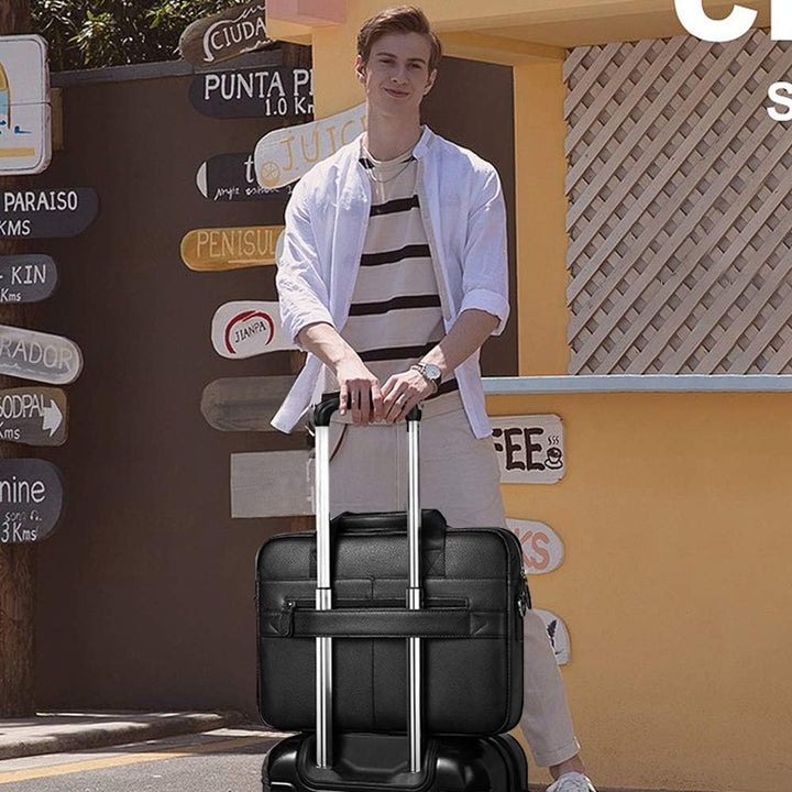 VINBAGGE Businesstasche Herren Leder Aktentasche Männer Handtasche Vintage Laptoptasche Arbeitstasch