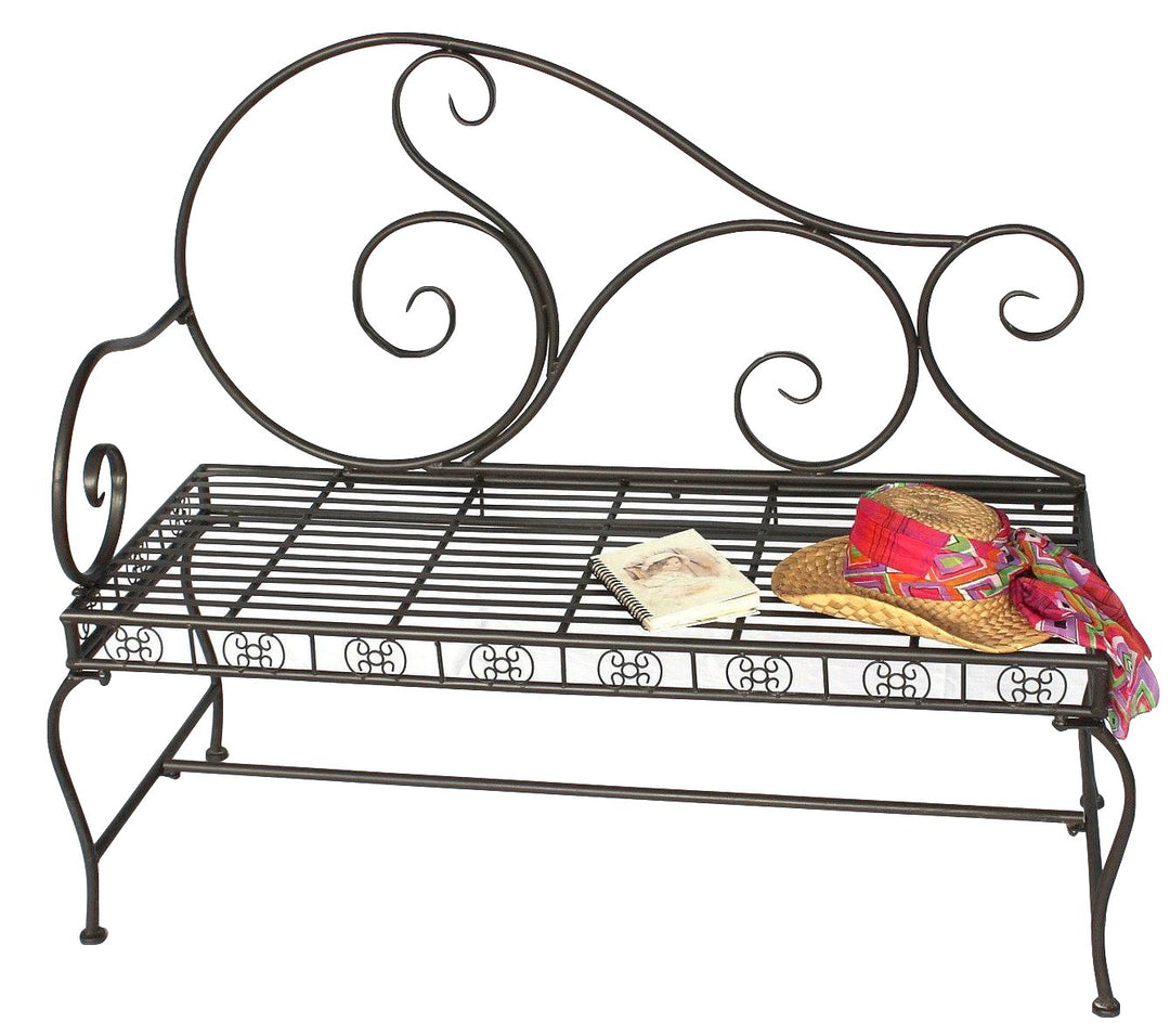 DanDiBo Gartenbank Metall Braun Wetterfest 123 cm Bank Sitzbank 2-Sitzer DY140488 Metallgartenbank m