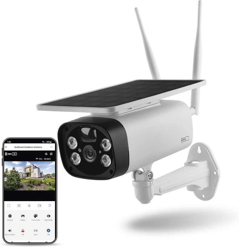 EMOS GoSmart kabellose Outdoor Überwachungskamera IP-600 Eye mit WiFi und App + Solarpanel, 1080p Sm