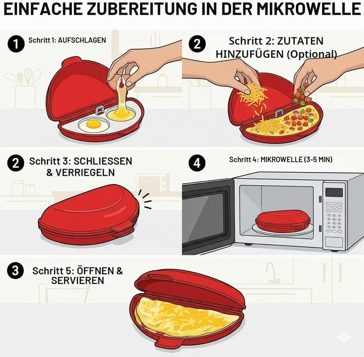 Mikrowellen Eierkocher 2-in-1, Eierkocher Mikrowelle mit Pochierte Eier Form,Vielseitiger Egg Poache