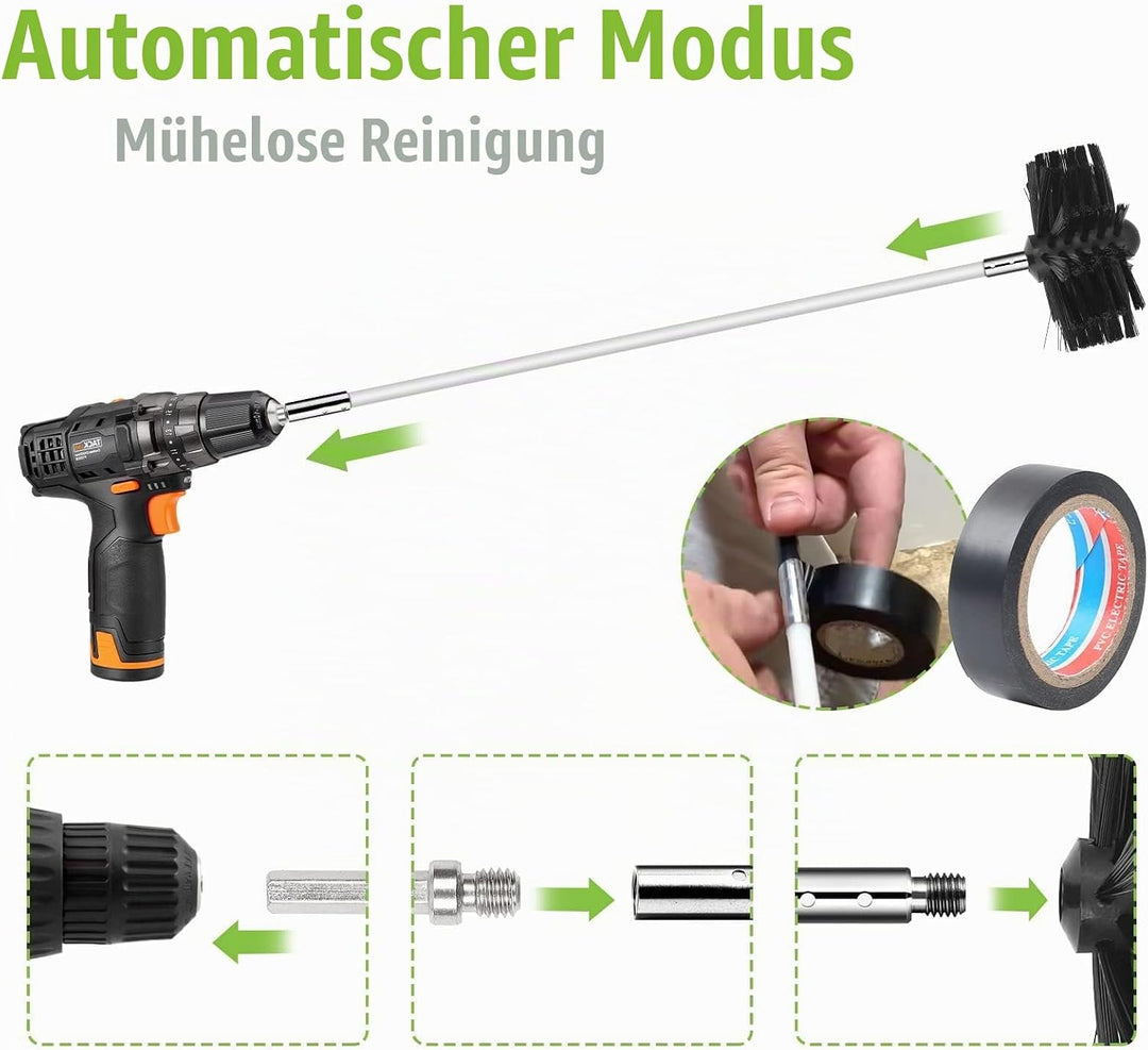 MaxEarn 24 Stk Kaminbürste Stange Set mit 18 Flexible Stangen 410mm+ 2 Bürstenköpfen 200mm + 1 Lange
