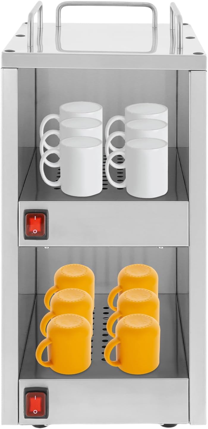 Edelstahl Gastro Tellerwärmer Tassenwärmer 2 Fächer Wärmeschrank Konstante Wärme Schrank 75℃ Geschir