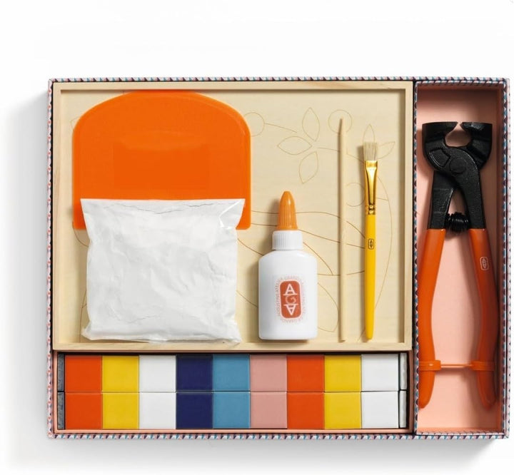 DJECO Atelier 72 Mosaik-Set für Erwachsene, DIY-Kreativset mit Keramikplättchen, Werkzeugen &amp; Video-