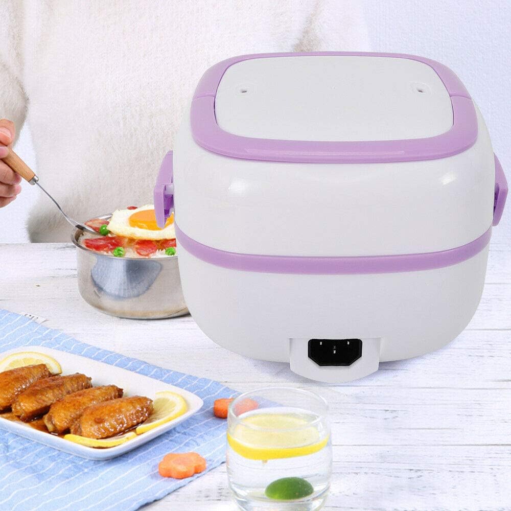 RibasuBB 200W Multifunktionale Elektrische Brotdose, Dampfgarer 1L Tragbarer Reiskocher Dampfgarer,