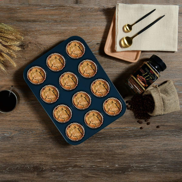 SUPER KITCHEN 2 Stück Grosse Muffinform aus Silikon für 12 Muffins, Antihaft Muffinblech Antihaftbes