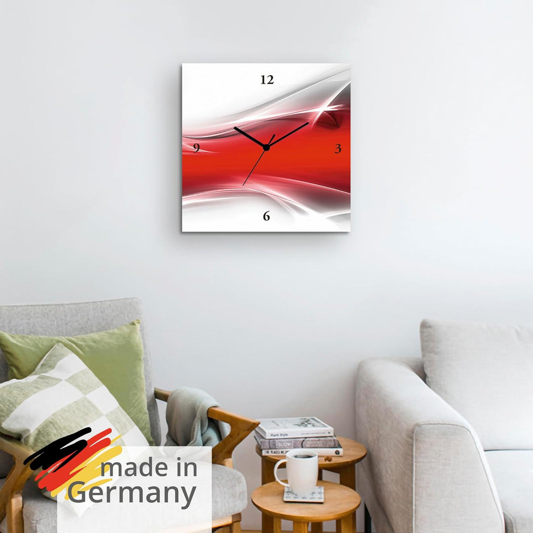 ARTLAND Wanduhr ohne Tickgeräusche Leinwand Funkuhr 30x30 cm Quadratisch Lautlos Design Abstrakt Kun